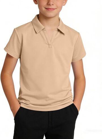 Boys Polo Shirt Back to School Clothes Uniform Shirts for Girls Fashion V Neck Short Sleeve Tops Teen Summer Outfits in Kuwait