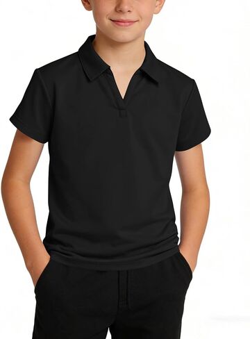 Boys Polo Shirt Back to School Clothes Uniform Shirts for Girls Fashion V Neck Short Sleeve Tops Teen Summer Outfits in Kuwait