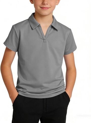 Boys Polo Shirt Back to School Clothes Uniform Shirts for Girls Fashion V Neck Short Sleeve Tops Teen Summer Outfits in Kuwait