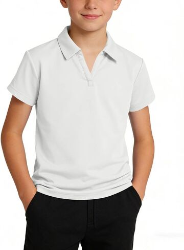 Boys Polo Shirt Back to School Clothes Uniform Shirts for Girls Fashion V Neck Short Sleeve Tops Teen Summer Outfits in Kuwait