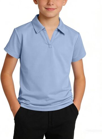 Boys Polo Shirt Back to School Clothes Uniform Shirts for Girls Fashion V Neck Short Sleeve Tops Teen Summer Outfits in Kuwait