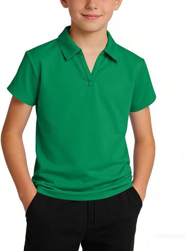 Boys Polo Shirt Back to School Clothes Uniform Shirts for Girls Fashion V Neck Short Sleeve Tops Teen Summer Outfits in Kuwait