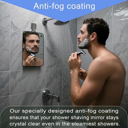 Shower Mirror Fogless for Shaving Men Fog Free Anti Fog Bathroom No Fog Proof Anti-Fog Hanging Shatterproof RV (9" x 7") in Saudi Arabia
