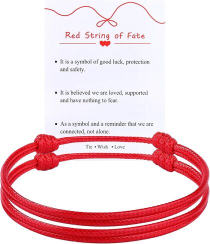 Set of 2 Red String Bracelets for Men Women - Easy to Adjust Kabbalah Protection Red Bracelets - Waterproof, Light Weight, Strength, Power Energy, Lucky Charm, Red String of Fate, Colour Not Fade in Saudi Arabia