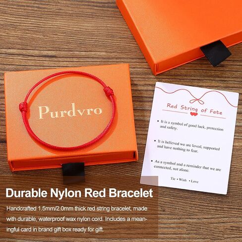 Set of 2 Red String Bracelets for Men Women - Easy to Adjust Kabbalah Protection Red Bracelets - Waterproof, Light Weight, Strength, Power Energy, Lucky Charm, Red String of Fate, Colour Not Fade in Saudi Arabia