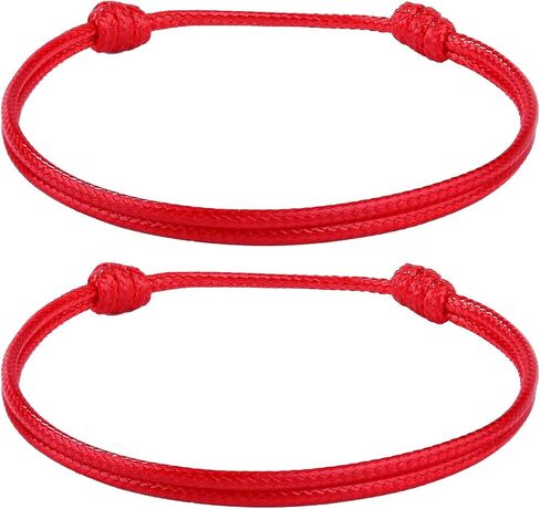 Set of 2 Red String Bracelets for Men Women - Easy to Adjust Kabbalah Protection Red Bracelets - Waterproof, Light Weight, Strength, Power Energy, Lucky Charm, Red String of Fate, Colour Not Fade in Saudi Arabia