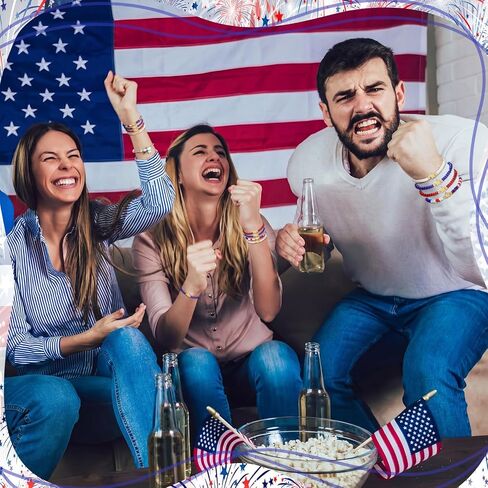 Tondiamo 100 Pcs 4th of July Bracelets USA Patriotic Bead Red White and Blue Bracelets with Stars 250th Anniversary Party Independence Day Charms accessories for Parade Party Favors Decorations in Kuwait