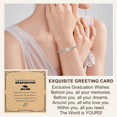 2026 Graduation Gift for Her - Natural Stone Compass Bracelet Gifts with Unique Grad Cap Box and Gift Card for Class of 2026, Adventure Begins Gifts, Gifts for Graduates in Saudi Arabia