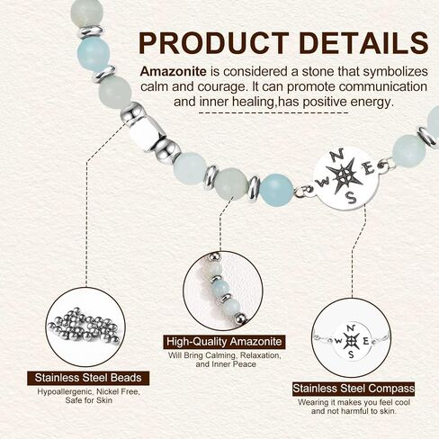 2026 Graduation Gift for Her - Natural Stone Compass Bracelet Gifts with Unique Grad Cap Box and Gift Card for Class of 2026, Adventure Begins Gifts, Gifts for Graduates in Saudi Arabia