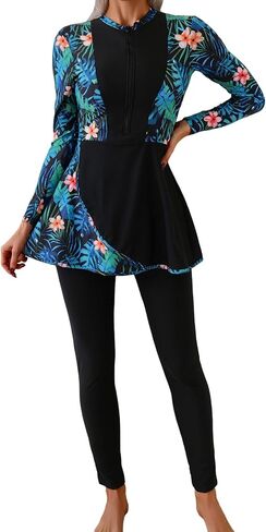 IDOPIP Muslim Swimsuits for Women Modest Burkini Swimwear Long Sleeve Rash Guard with Pants 2PCS Full Coverage Bathing Suit in Kuwait