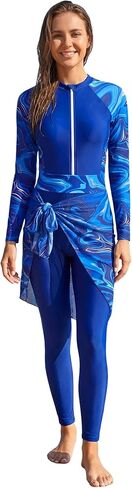 IDOPIP Muslim Burkini Swimsuit for Women One Piece Swimsuit with Beach Skirt Cover Up 2PCS Rash Guard Modest Bathing Suit in Kuwait