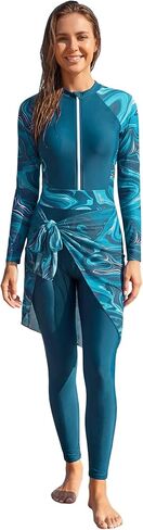 IDOPIP Muslim Burkini Swimsuit for Women One Piece Swimsuit with Beach Skirt Cover Up 2PCS Rash Guard Modest Bathing Suit in Kuwait