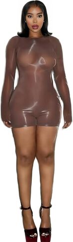 KIZOIEJE Bodystocking for Women Long Sleeve See Through Jumpsuits Sexy Backless Oufits Clubwear in Saudi Arabia