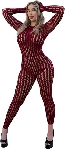 Bodystocking for Women Long Sleeve See Through Jumpsuits Sexy Rave Oufits Clubwear in Saudi Arabia