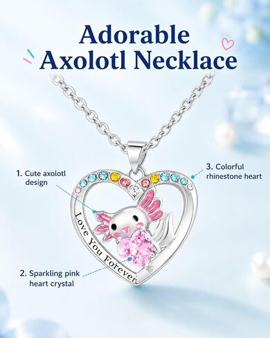 قلادة Jeka Axolotl للفتيات، هدية تخرج لمرحلة ما قبل المدرسة 2026، قلادة تخرج لطيفة، هدايا تخرج لمرحلة ما قبل الروضة للفتيات، هدايا Axolotl للفتيات، مجوهرات تخرج للأطفال in Kuwait