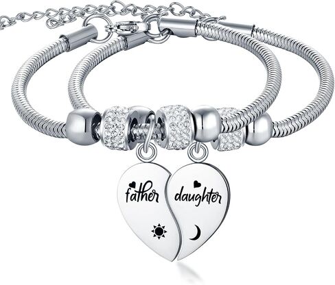 Yonhon Father Daddy Daughter Bracelet Necklace for 2,Dad Daughter Matching Necklace Set for 2 in Saudi Arabia