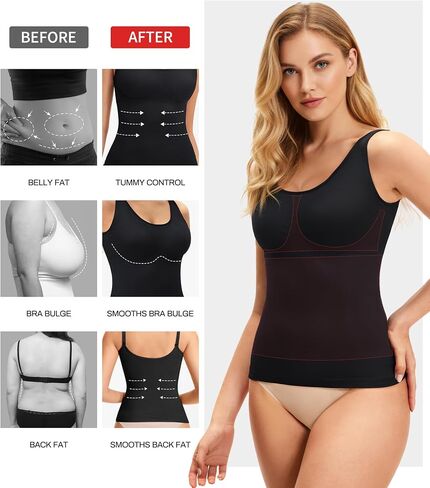 KUMAYES Compression Tank Tops for Women Tummy Control Shapewear Seamless Body Shaper Workout Camisole Cami Tops in Saudi Arabia