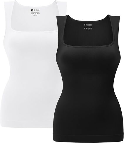 EUYZOU Shapewear Tummy Control Compression Tank Tops for Women Seamless Square Neck Body Shaper Wide Strap Camisole in Saudi Arabia