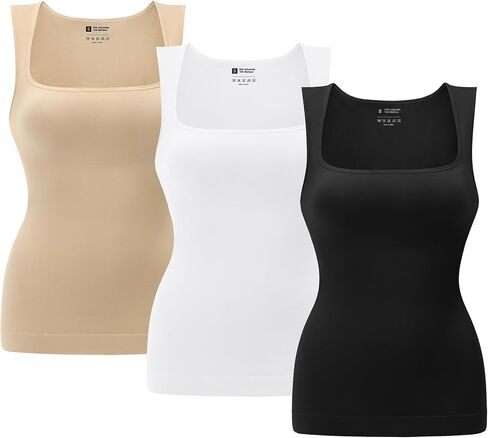 EUYZOU Shapewear Tummy Control Compression Tank Tops for Women Seamless Square Neck Body Shaper Wide Strap Camisole in Saudi Arabia