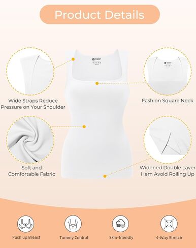 EUYZOU Shapewear Tummy Control Compression Tank Tops for Women Seamless Square Neck Body Shaper Wide Strap Camisole in Saudi Arabia