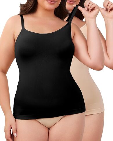 Shapewear Tops for Women U-Neck Tummy Control Seamless Compression Cami Tank Top Body Shaper Camisole with Adjustable in Kuwait