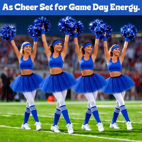 5Pcs Athletic Tutu Skirt Set for Women 3 Layered Tulle Skirt with Socks Workout Headband Wristbands for Running Dance Costume Parties Halloween (Blue) in Kuwait