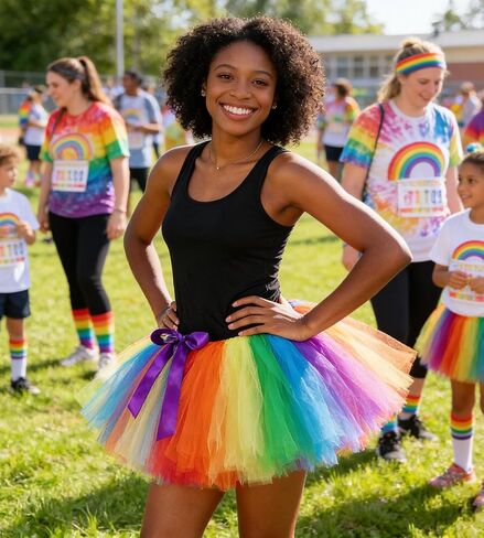 Tutu Dreams Rainbow Tutu Skirt for Women 80s Vintage Ballet Ballerina Adult Costume with Adjustable Bow Carnival Party in Saudi Arabia