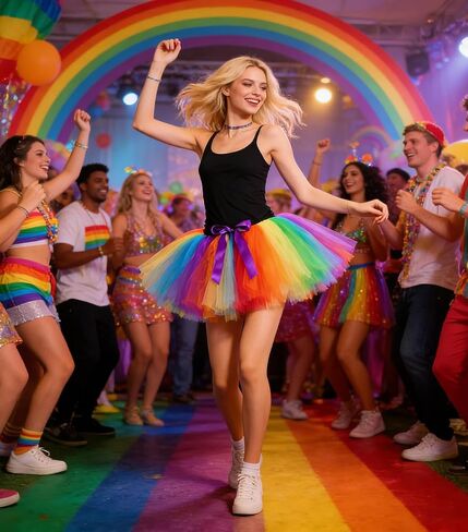 Tutu Dreams Rainbow Tutu Skirt for Women 80s Vintage Ballet Ballerina Adult Costume with Adjustable Bow Carnival Party in Saudi Arabia