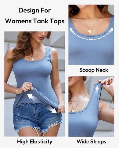 TVKSOM 7 Pack Basic Tank Tops for Women Undershirts Scoop Neck Ribbed Sleeveless Casual Layering Basic Tanks Top in Saudi Arabia