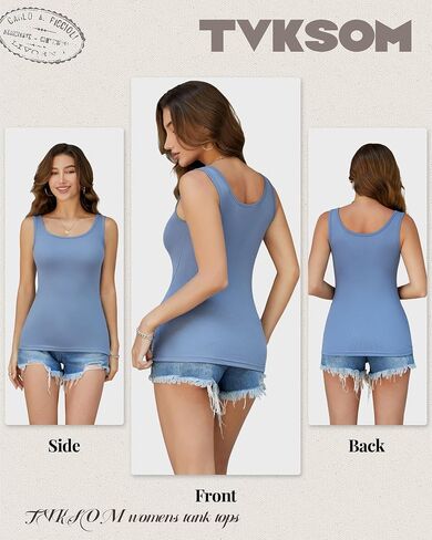 TVKSOM 7 Pack Basic Tank Tops for Women Undershirts Scoop Neck Ribbed Sleeveless Casual Layering Basic Tanks Top in Saudi Arabia