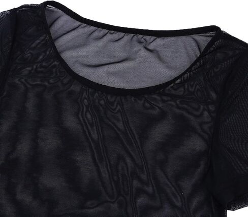 ROSVAJFY Women’s See Through Mesh Crop Top Sexy Sheer T Shirt Short Sleeve Tee Blouse Slim Fit Soft Lingerie Underwear Tops in Saudi Arabia