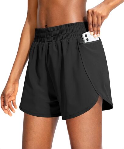 Soothfeel Womens Running Shorts with Zipper Pockets 3"/5" High Waisted Athletic Gym Workout Shorts for Women with Liner in Kuwait