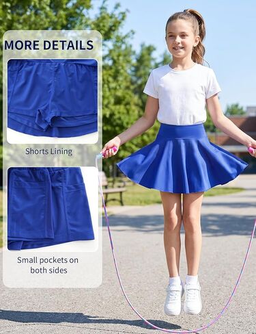 Girl's Tennis Skirts Built in Shorts Athletic Pleated Skirt Flowy Skort with Pockets for Kids 8-18 Years in Saudi Arabia