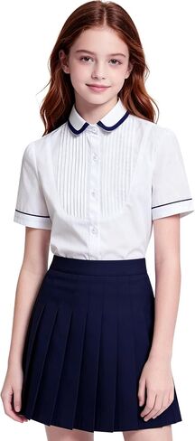 Girls Button Down Dress Shirts Kids Summer Short Sleeve Shirts for School Uniform Wedding Party Size 2-20 in Saudi Arabia