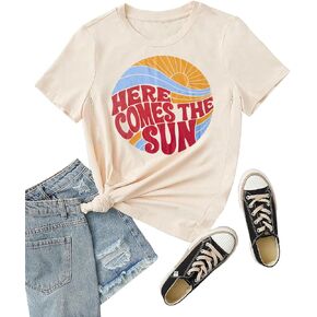 Summer Breastfeeding Shirts for Women Friendly Zipper Nursing Tops Casual Maternity Tees Here Comes The Sun Vacation Shirt in Saudi Arabia