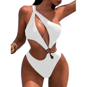 Sexy Women's Asymmetrical One-Piece Swimsuit with Cutout Design High Stretch Monokini for Beach and Vacation in Kuwait