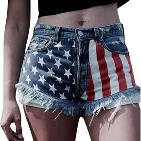 Jean Shorts for Women Denim 4Th of July Outfits High Waisted Baggy Wide Leg Elastic Waist Casual Summer Shorts in Saudi Arabia