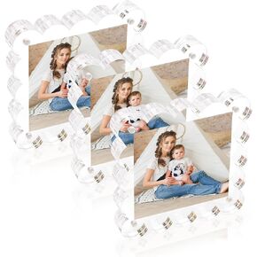 3 Pack Acrylic 4x6inch Magnetic Picture Frame,Double Sided,10+10mm Thick Block,Picture Frames Acrylic Photo Scalloped Frames Freestanding Gifts for Desk,Fridge, Locker,Office Cabinet(Clear,4x6) in Saudi Arabia
