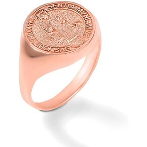 10K Yellow, White, and Rose Gold San Benito St Benedict Exorcism Ring Catholic Roman Protection Signet Ring - Choice of Ring Size in Kuwait