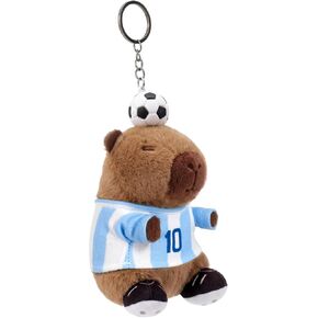 Cute Soccer Player Capybara Plush Keychain, Mini Soft Stuffed Animals Toys, Football Capybara Keychain for Soccer Fans (Blue White) in Kuwait