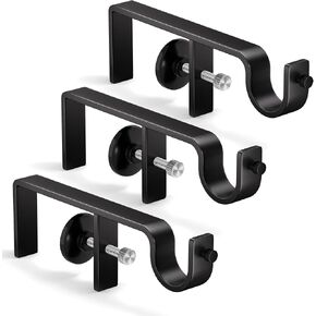 Over-Blinds Curtain Rod Brackets for Outside-Mounted Blinds, No Drill, Adjustable Fit, Set of 3, Black in Kuwait
