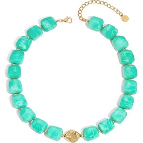 Beaded Necklaces for Women Boho Chunky Necklace Statement Big Resin Bead Choker Fashion Summer Beach Jewelry in Saudi Arabia