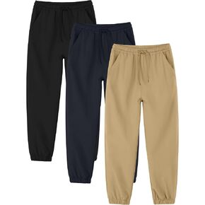 Cooraby 3 Packs Boys Pull on Jogger Pants Quick Dry School Uniform Pants with Pockets for Kids 5-14Y in Kuwait
