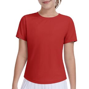 DOCUMO Girls Athletic Short Sleeve Quick Dry Fit T-Shirts - Active Gym Summer Casual Basic Tee Tops Crew Neck for Teens Kids in Saudi Arabia