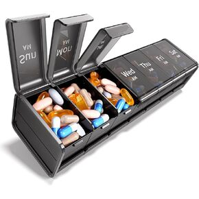 Zoksi Extra Large Weekly Pill Organizer 2 Times a Day, XXL Pill Box 7 Day with AM/PM Large Compartments, 180° Easy-Open Lids, Caregiver-Friendly, BPA-Free Medicine Case for Vitamins & Supplements in Saudi Arabia