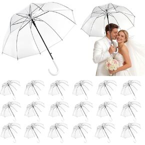 18 Pack Clear Bubble Umbrellas Wedding Bulk, 47" Transparent Large Dome Canopy Windproof Umbrellas, 20 Thank You Cards, 20 10" Ropes, Firm and Durable for Wedding Guests Photography, Golf Outdoor in Saudi Arabia