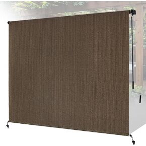 8'W x 8'H Gray Patio Shades Roll up Outdoor Roller Shade Crank Wand Blind Cordless, 90% UV Blocking & Privacy Protection for Porch|Gazebo|Pergola|Backyard (2 Splicing Tube, 1 Fabric) in Saudi Arabia