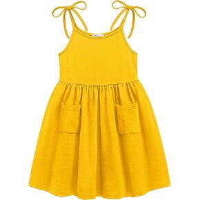 Arshiner Toddler Summer Dress Little Girls Sleeveless Bowknot Sundress Casual Beach Party Dresses with Pocket in Kuwait
