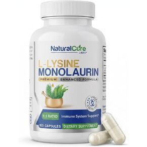Natural Cure Labs L-Lysine with Monolaurin 600mg 1:1 Ratio, 100 Capsules in Saudi Arabia
