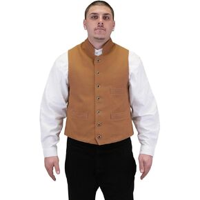 Historical Emporium Men's Commander Cotton Casual Work Vest, Victorian Old West Edwardian Waistcoat in Saudi Arabia